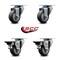 Service Caster 3'' Thermo Rubber Wheel Swivel Top Plate Caster Set with 2 Posi Brakes, 4PK SCC-20S314-TPRB-2-PLB-2 - alternate 4
